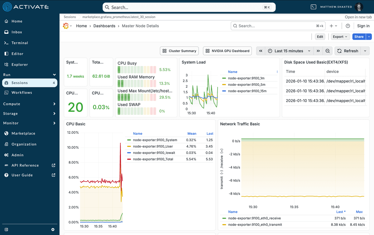 Real-Time Resource Monitoring Screenshot