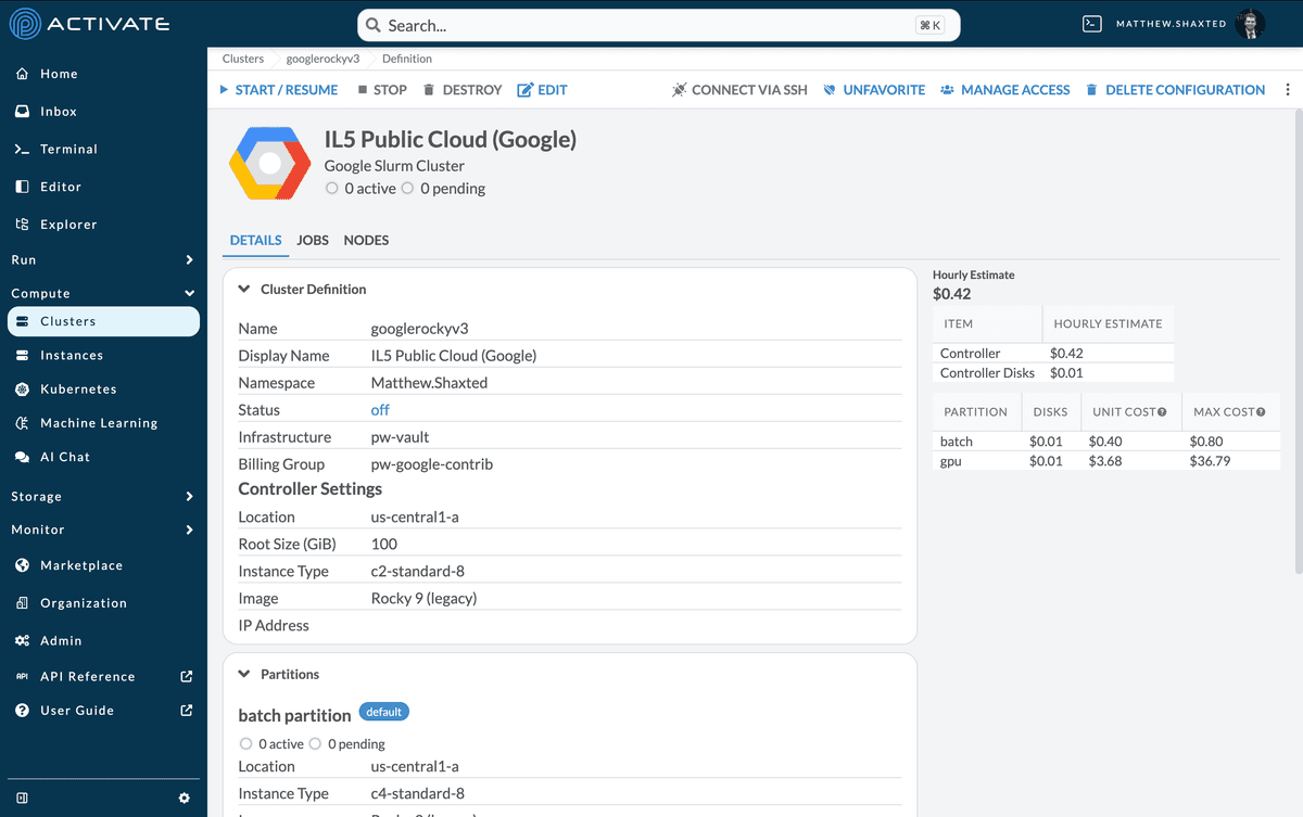 One-Click Cluster Provisioning Screenshot