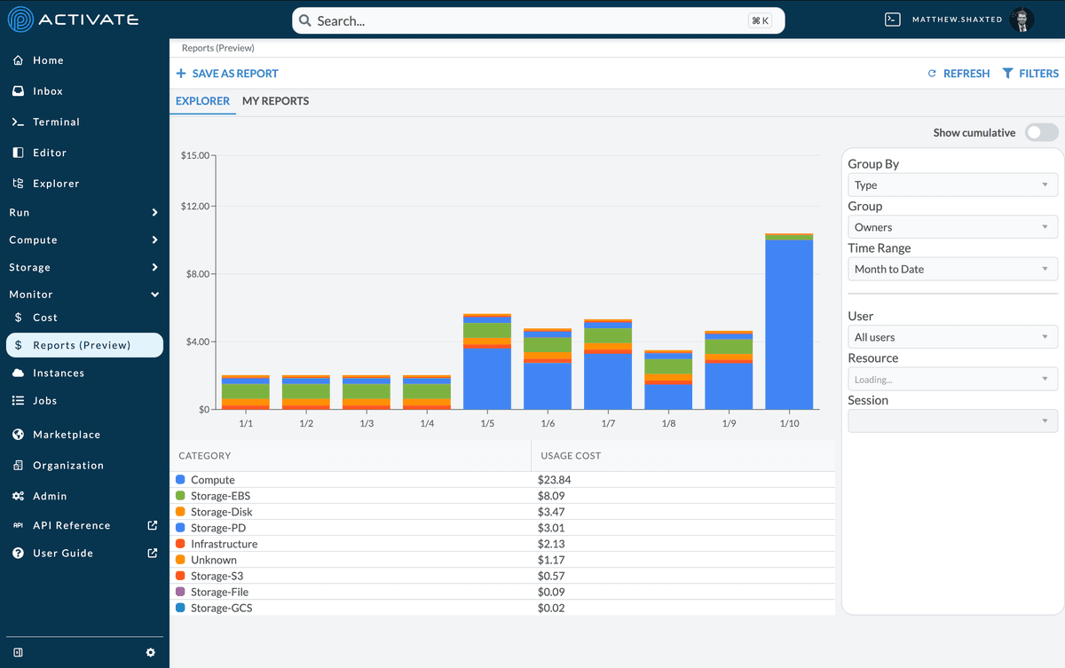 Cost Tracking & Allocation Screenshot