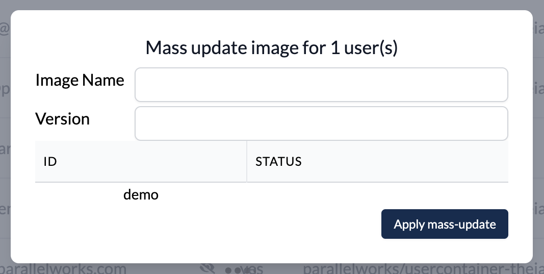 Screenshot of the Mass Update dialog box.