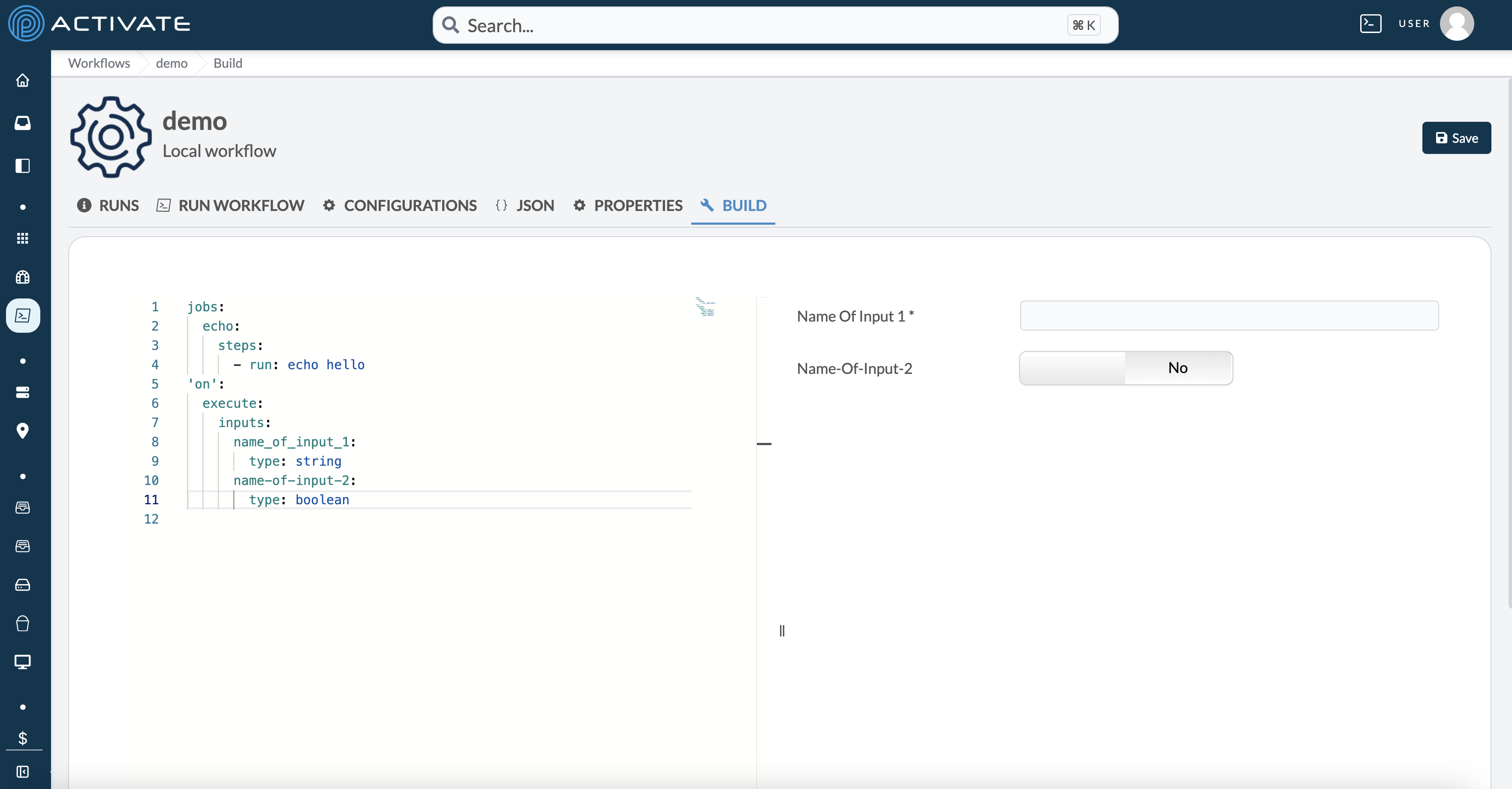 Screenshot of workflow builder