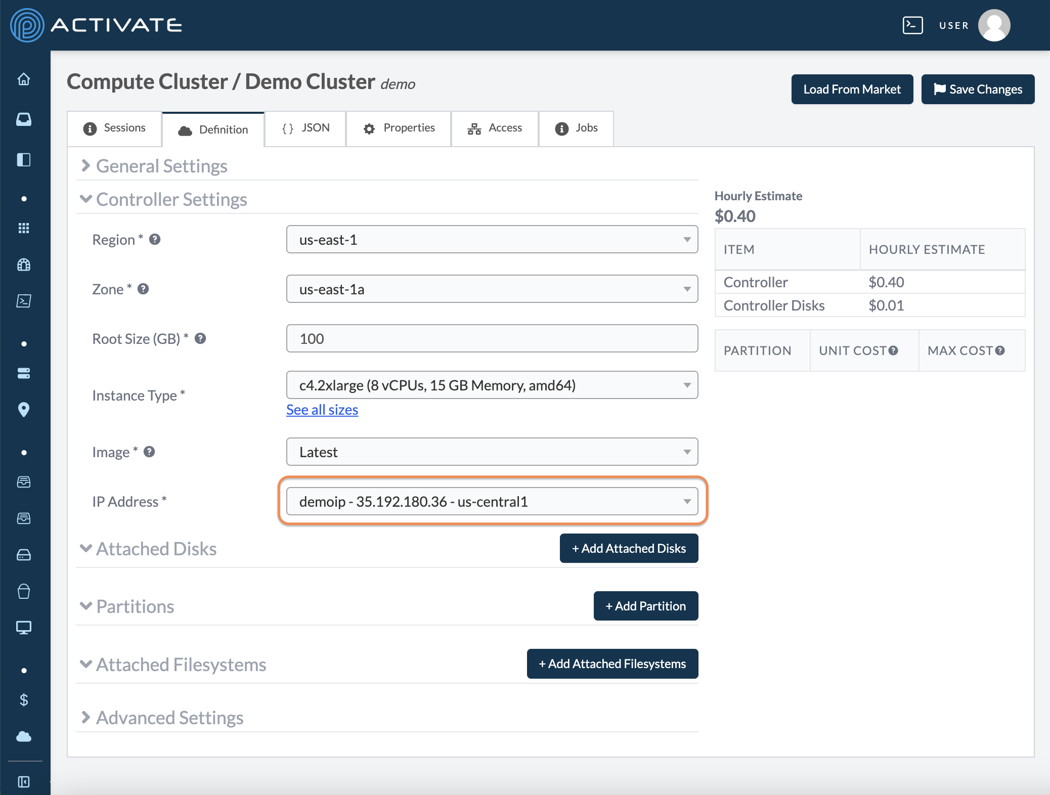 Screenshot of the user clicking IP Address dropdown menu.