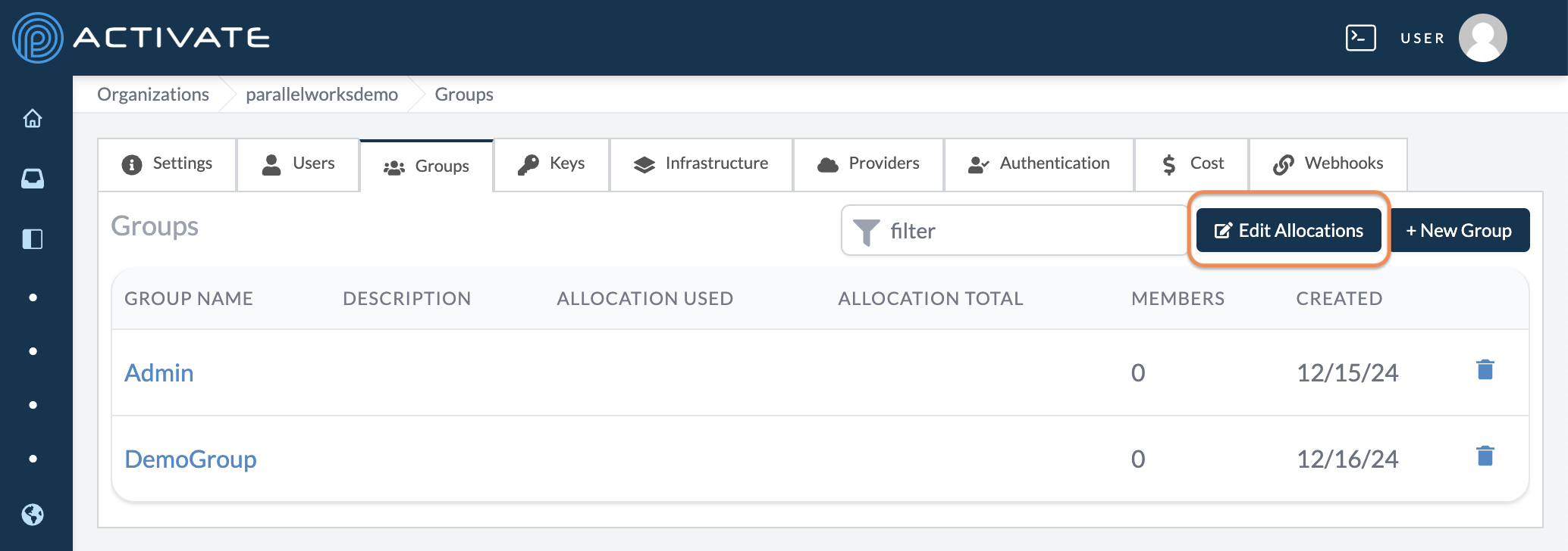 Screenshot of the user clicking the Edit Cost Allocations button.