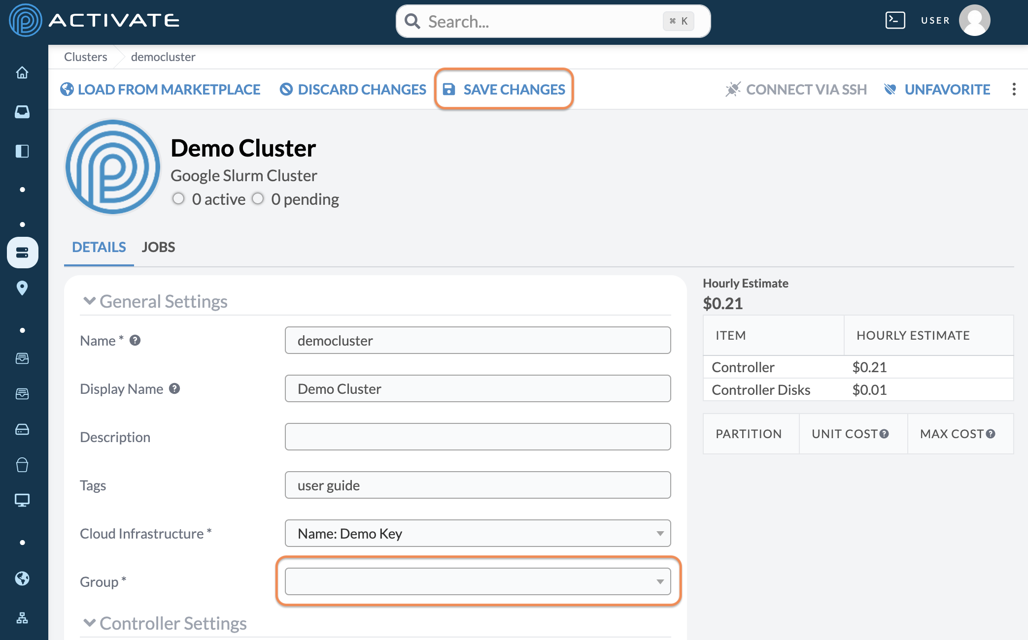 Screenshot of the user clicking the Save Changes button.