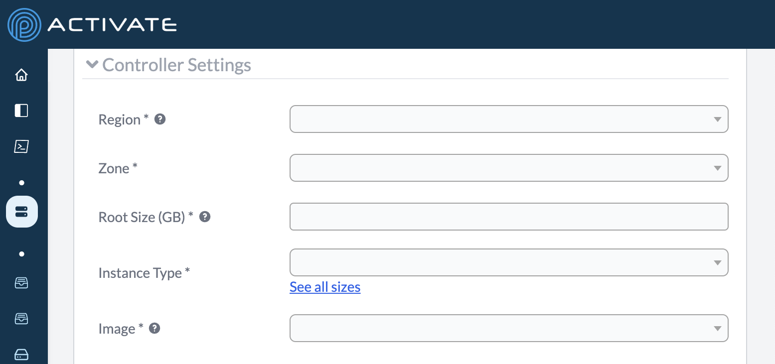 Screenshot of a cluster&#39;s controller settings.