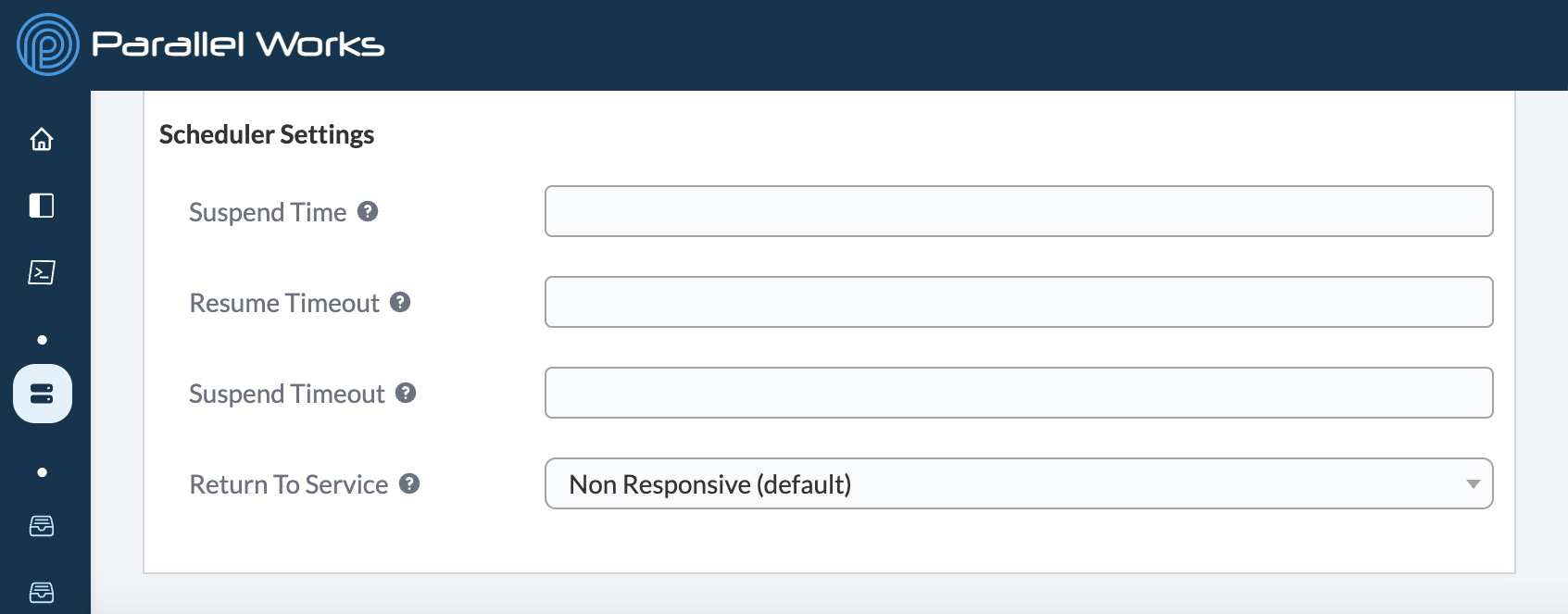 Screenshot of a cluster&#39;s Slurm settings.