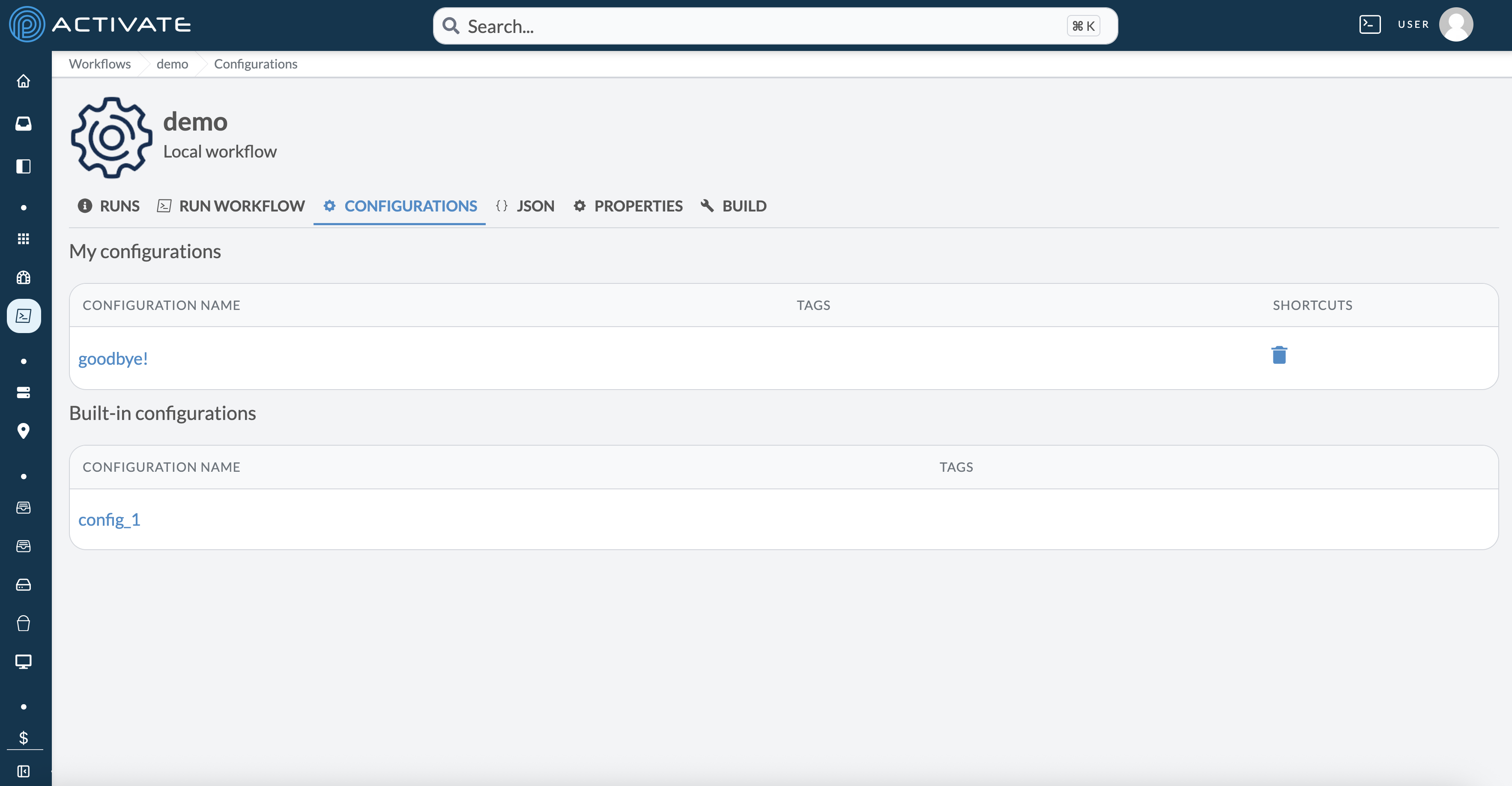 Screenshot of Config Tab