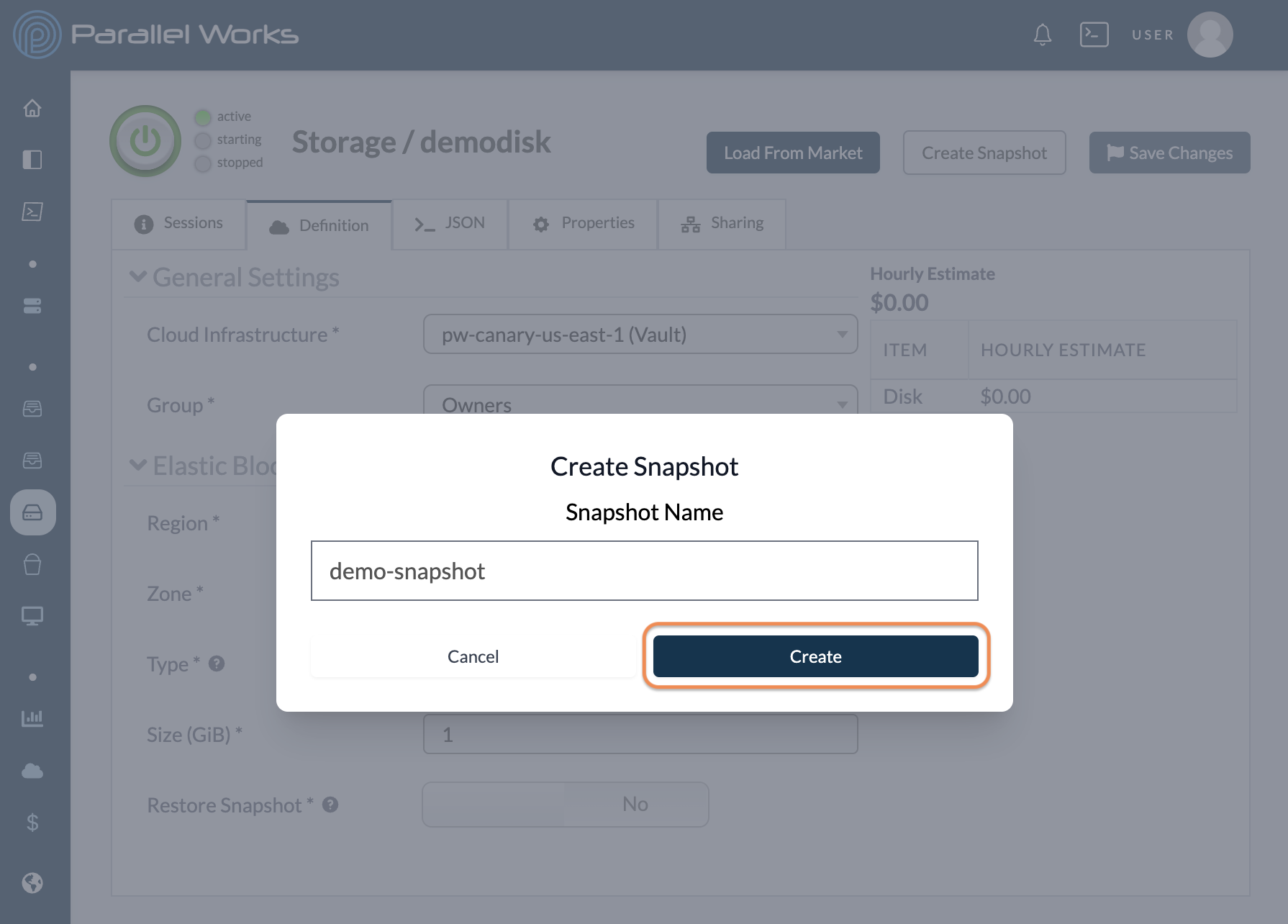 Working With Disk Snapshots | Parallel Works