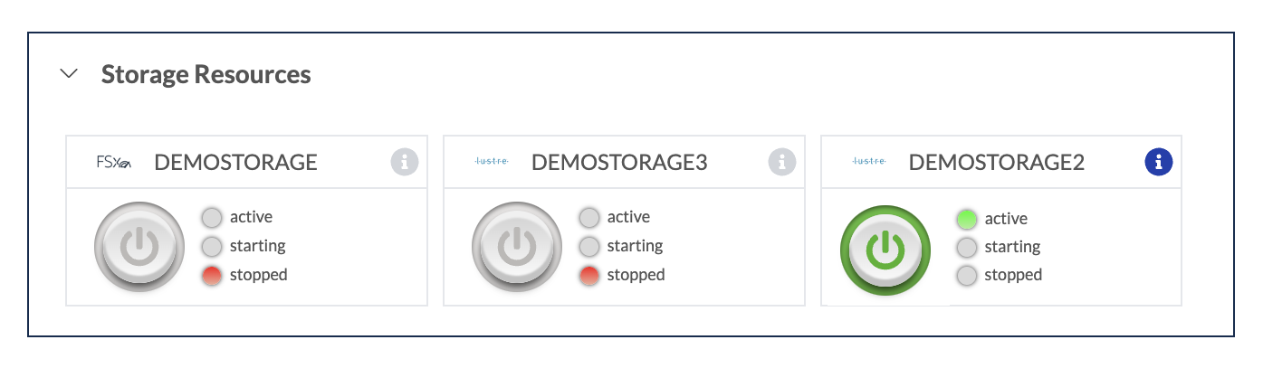 Screenshot of the Storage Resources module.