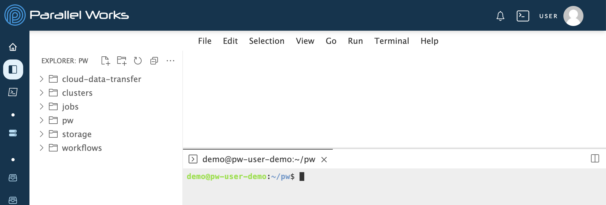 Screenshot of a new terminal on the PW platform.