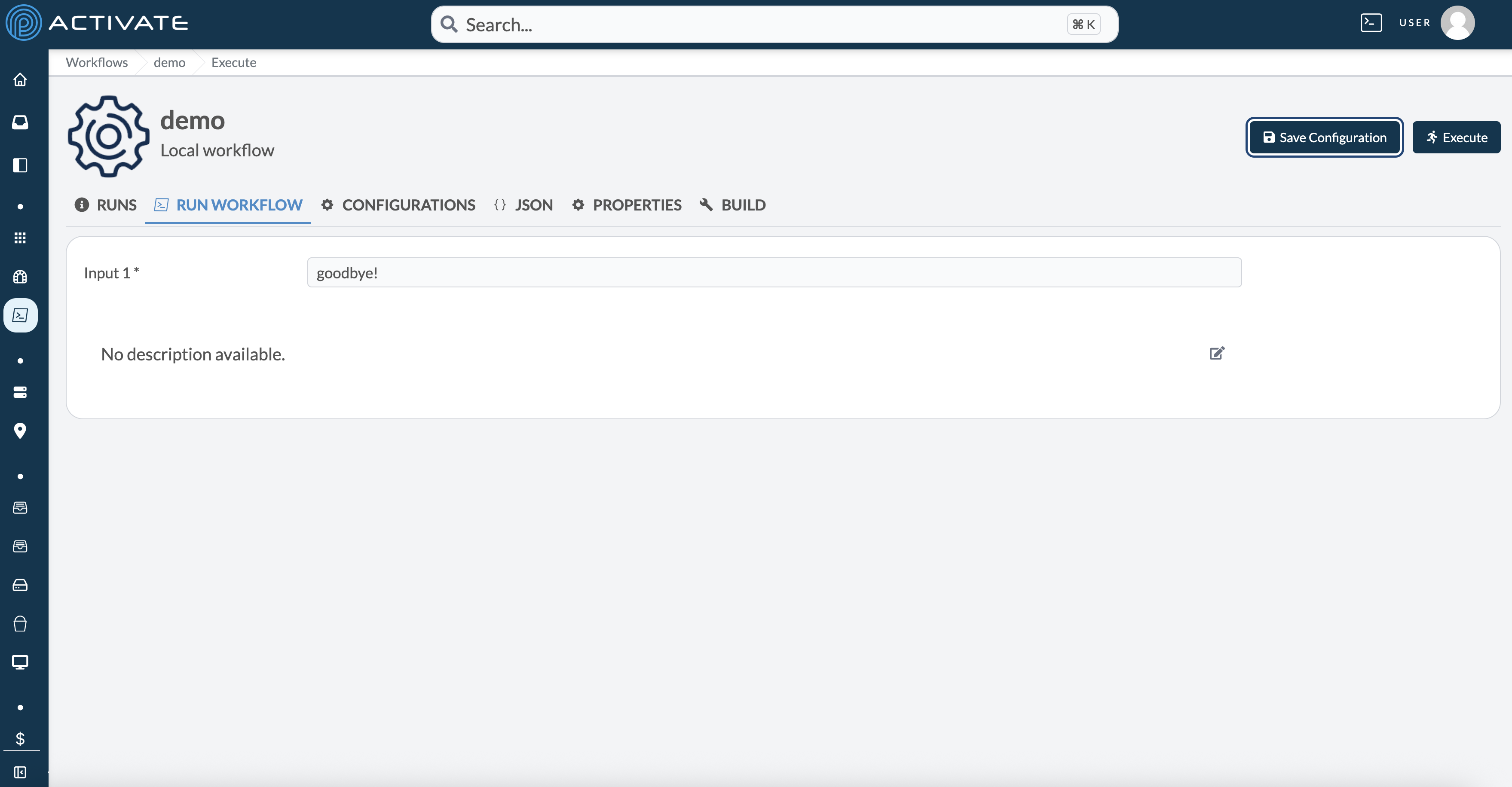 Screenshot of Saving Config
