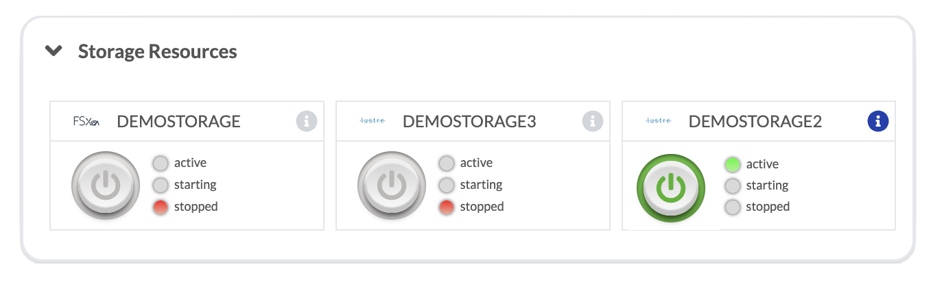 Screenshot of the Storage Resources module.
