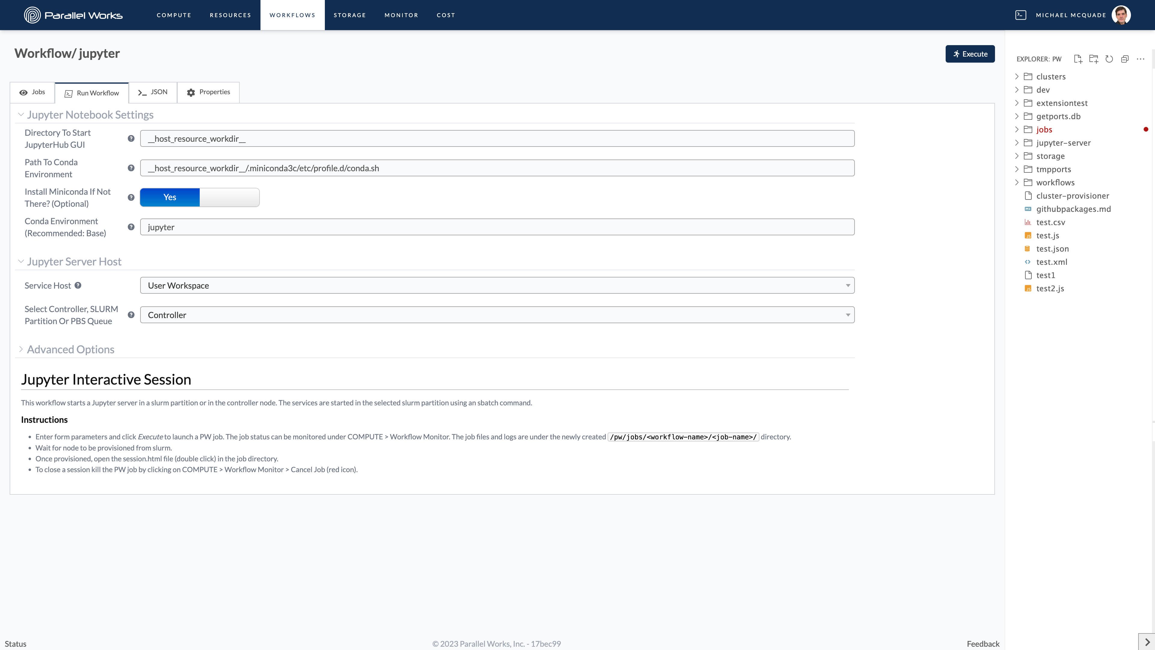 Unified Workflow Submission Page