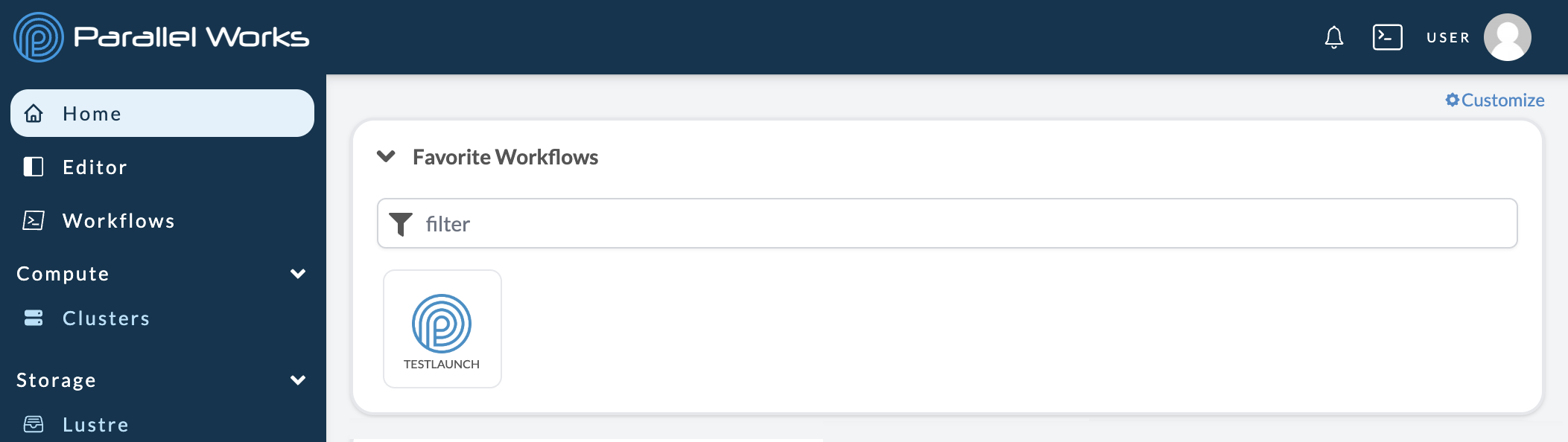 Screenshot of the favorited workflow appearing on the user's Dashboard.