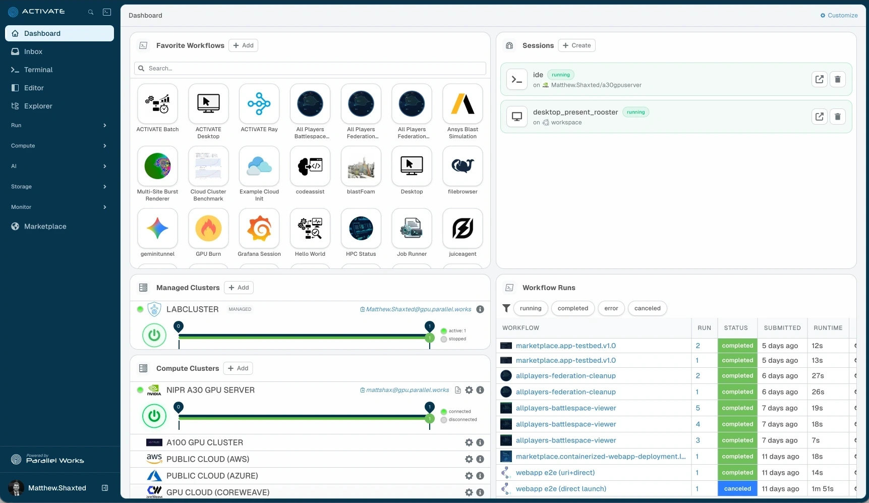 ACTIVATE Control Screenshot