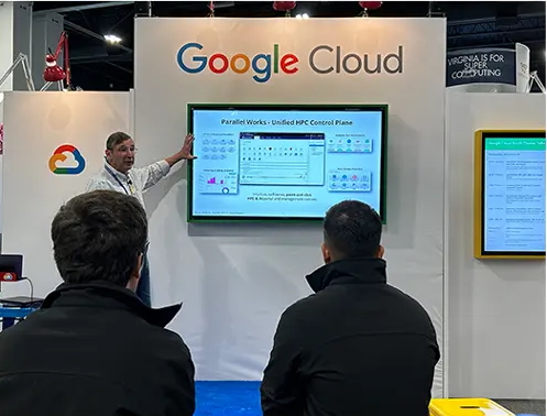 Mike Wilde presenting at Google Cloud booth